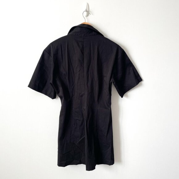 Zara Stretch Poplin Short Sleeve Pleated Tennis Mini Dress NWT Black Sz Medium - Picture 7 of 9